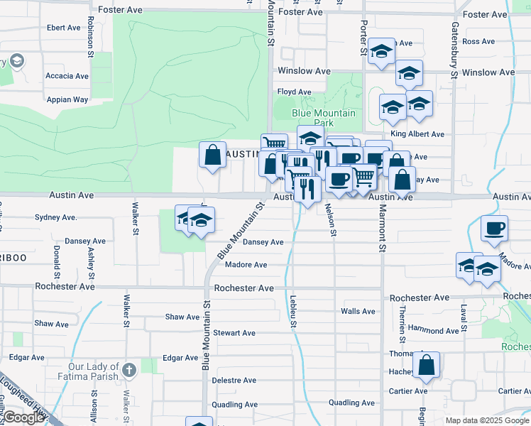 map of restaurants, bars, coffee shops, grocery stores, and more near 944 Charland Avenue in Coquitlam