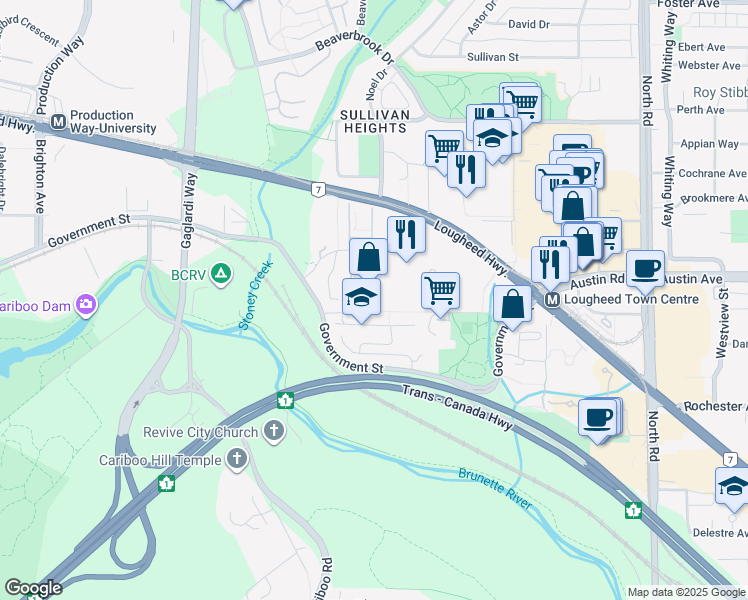 map of restaurants, bars, coffee shops, grocery stores, and more near 9106 Wiltshire Place in Burnaby