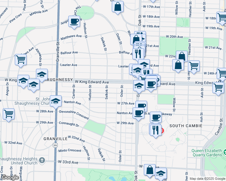 map of restaurants, bars, coffee shops, grocery stores, and more near 1149 West 26th Avenue in Vancouver
