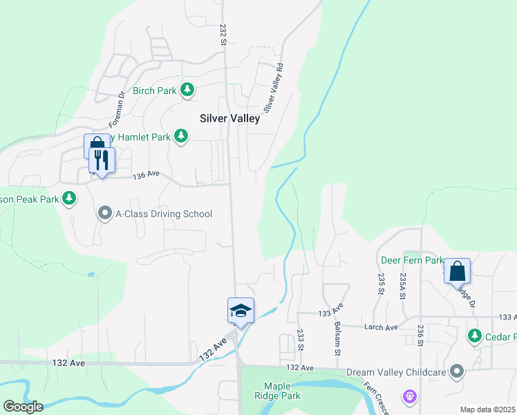 map of restaurants, bars, coffee shops, grocery stores, and more near 13546 232 Street in Maple Ridge