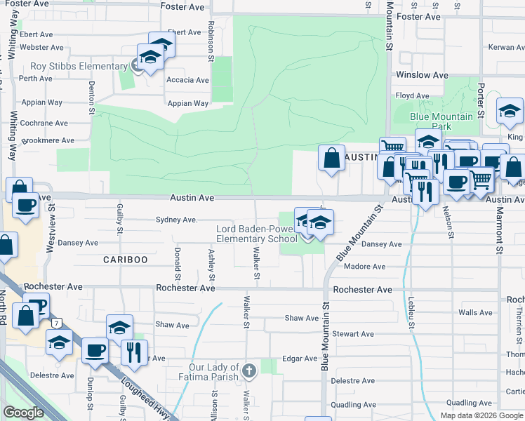 map of restaurants, bars, coffee shops, grocery stores, and more near 453 Walker Street in Coquitlam