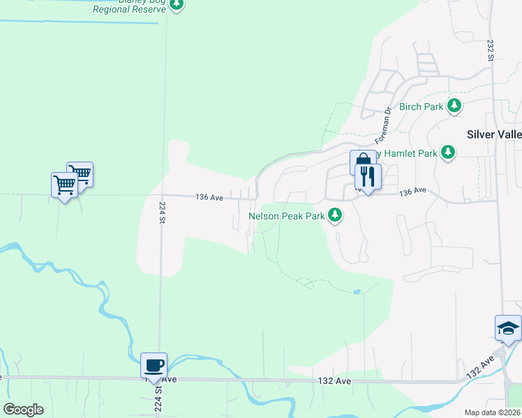 map of restaurants, bars, coffee shops, grocery stores, and more near 13605 Mckercher Drive in Maple Ridge