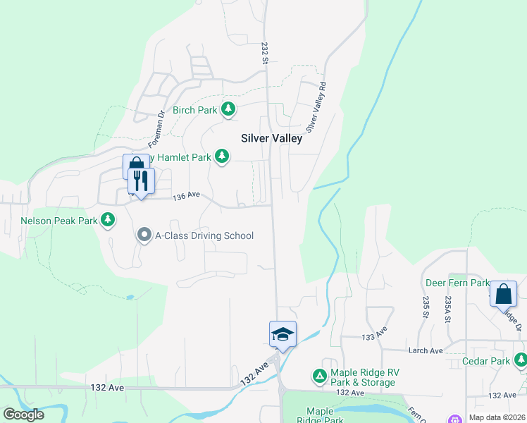 map of restaurants, bars, coffee shops, grocery stores, and more near 13616 232 Street in Maple Ridge