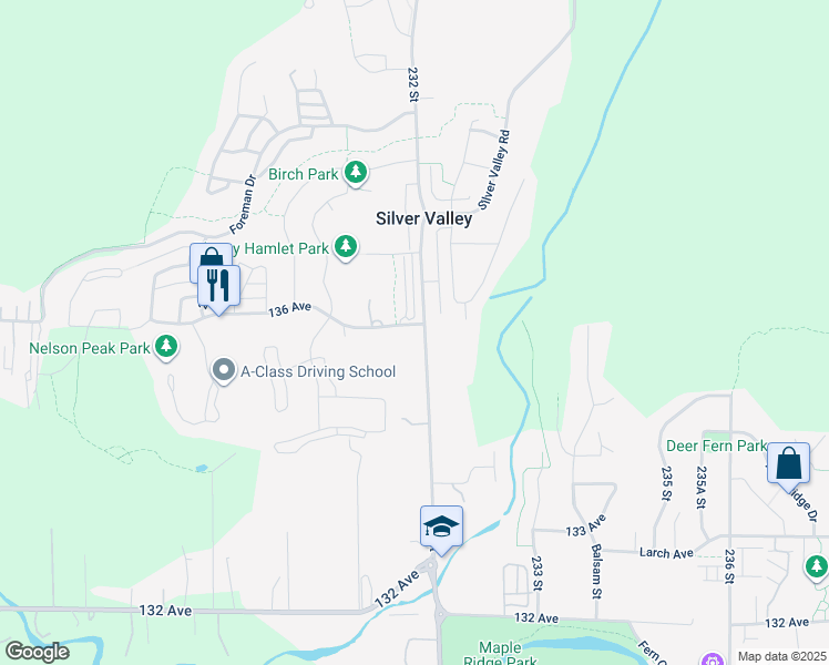 map of restaurants, bars, coffee shops, grocery stores, and more near 23184 136 Avenue in Maple Ridge