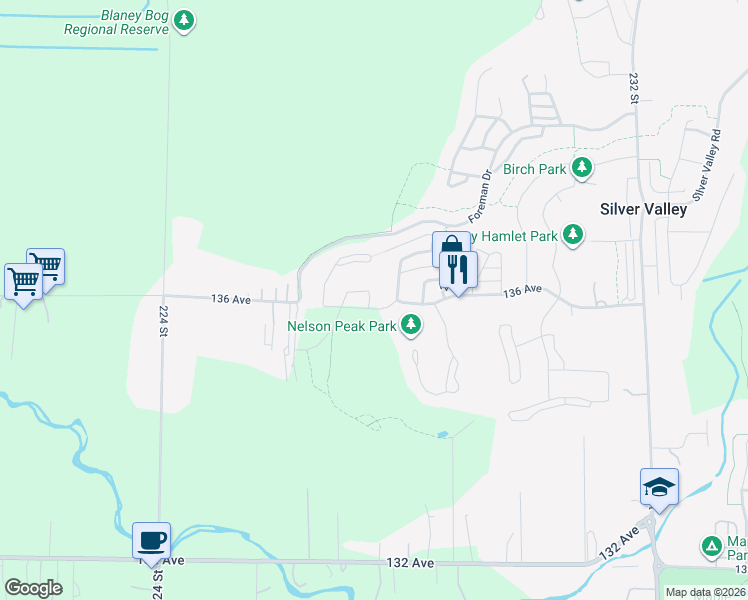 map of restaurants, bars, coffee shops, grocery stores, and more near 13612 227 B Street in Maple Ridge