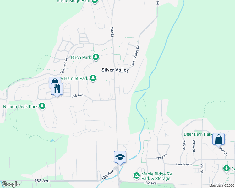 map of restaurants, bars, coffee shops, grocery stores, and more near 13616 232 Street in Maple Ridge