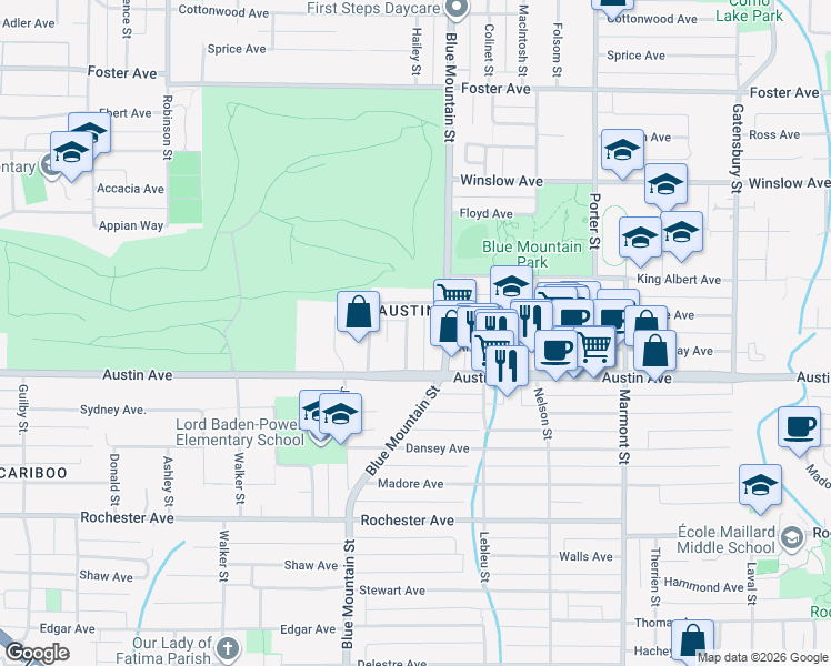 map of restaurants, bars, coffee shops, grocery stores, and more near 515 Mentmore Street in Coquitlam