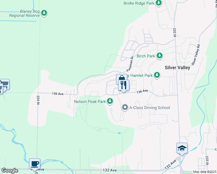 map of restaurants, bars, coffee shops, grocery stores, and more near 13652 228 Street in Maple Ridge