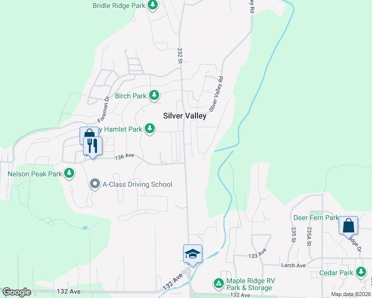 map of restaurants, bars, coffee shops, grocery stores, and more near 13616 232 Street in Maple Ridge