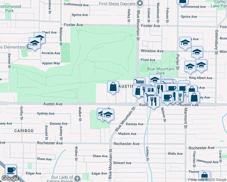 map of restaurants, bars, coffee shops, grocery stores, and more near 518 Roxham Street in Coquitlam