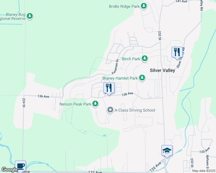map of restaurants, bars, coffee shops, grocery stores, and more near 13660 228B Street in Maple Ridge
