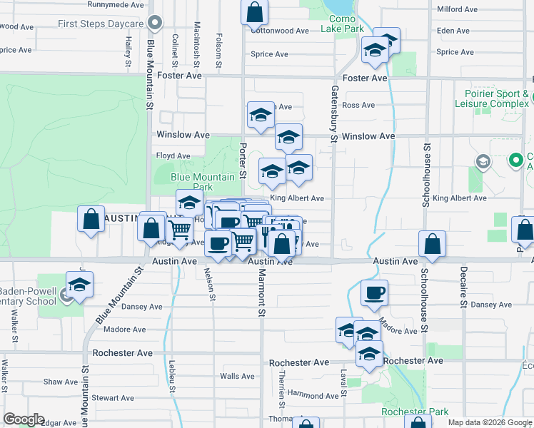 map of restaurants, bars, coffee shops, grocery stores, and more near 1103 Howie Avenue in Coquitlam