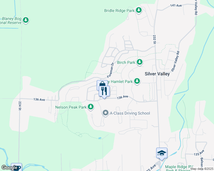 map of restaurants, bars, coffee shops, grocery stores, and more near 13686 228B Street in Maple Ridge