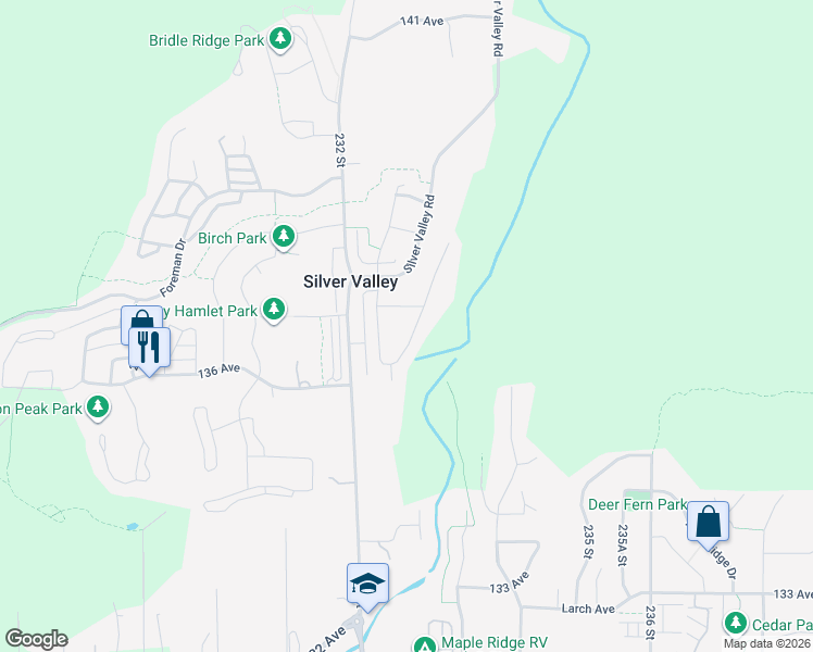 map of restaurants, bars, coffee shops, grocery stores, and more near 13702 232 Street in Maple Ridge