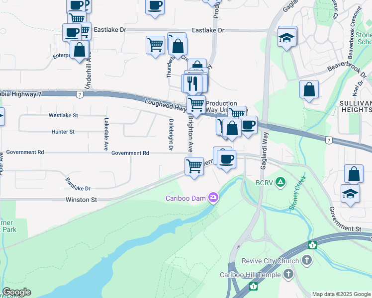 map of restaurants, bars, coffee shops, grocery stores, and more near 8439 Government Road in Burnaby