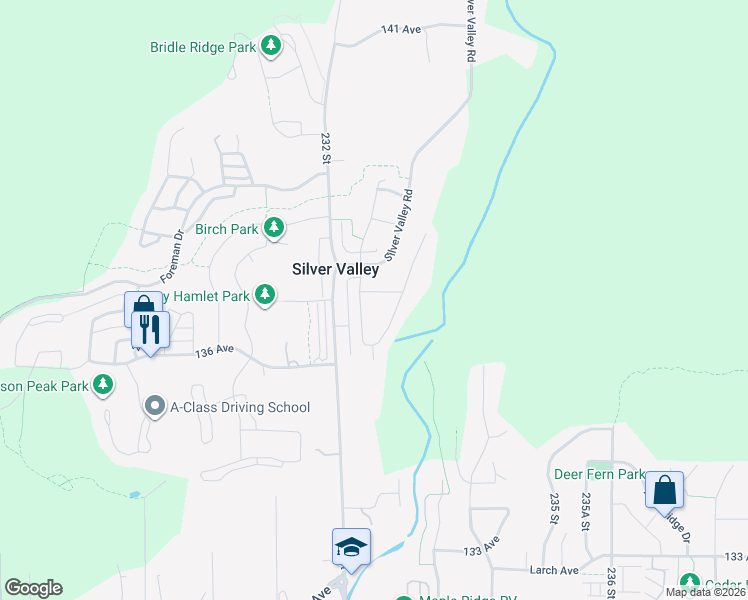 map of restaurants, bars, coffee shops, grocery stores, and more near 23262 137 Avenue in Maple Ridge