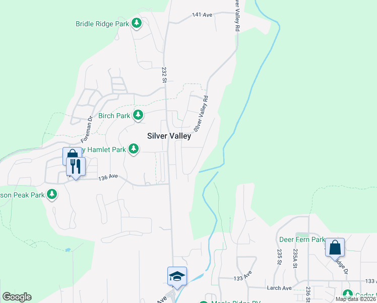 map of restaurants, bars, coffee shops, grocery stores, and more near 23262 137 Avenue in Maple Ridge