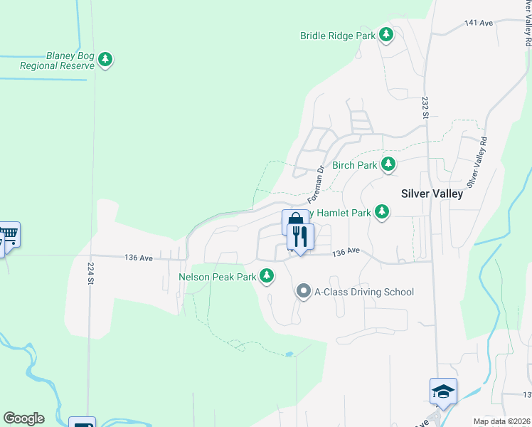 map of restaurants, bars, coffee shops, grocery stores, and more near 22822 Foreman Drive in Maple Ridge