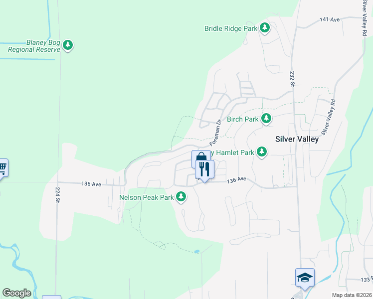 map of restaurants, bars, coffee shops, grocery stores, and more near 22862 137 Avenue in Maple Ridge