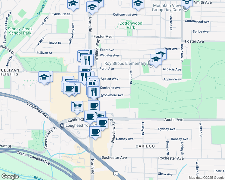 map of restaurants, bars, coffee shops, grocery stores, and more near 559 Bosworth Street in Coquitlam