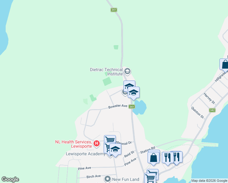 map of restaurants, bars, coffee shops, grocery stores, and more near 14 Miller Road in Laurenceton