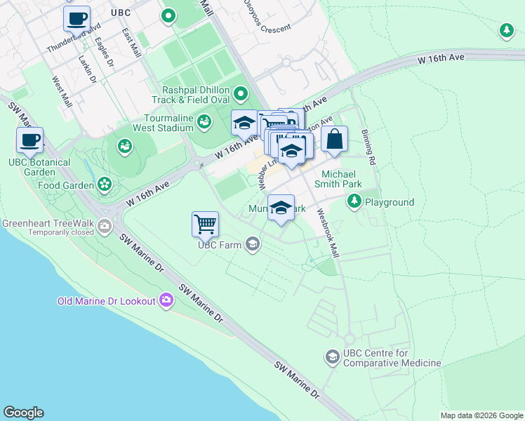 map of restaurants, bars, coffee shops, grocery stores, and more near in Vancouver