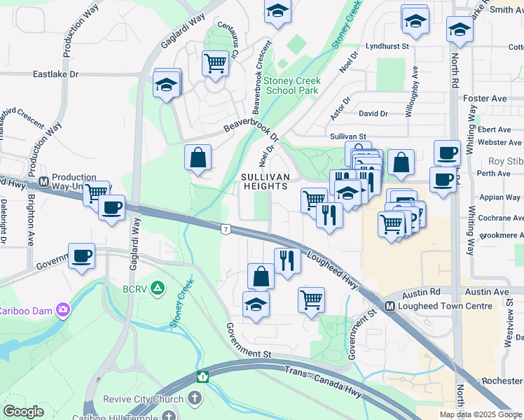 map of restaurants, bars, coffee shops, grocery stores, and more near 3551 Bell Avenue in Burnaby