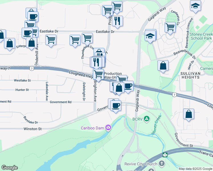 map of restaurants, bars, coffee shops, grocery stores, and more near in Burnaby
