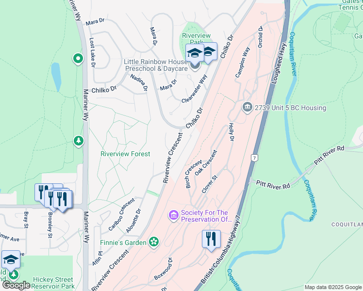 map of restaurants, bars, coffee shops, grocery stores, and more near 2777 Cultus Court in Coquitlam