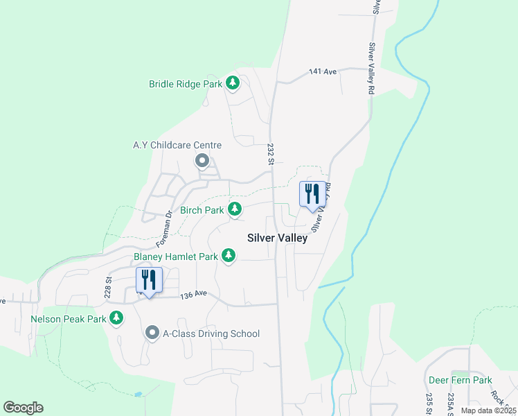 map of restaurants, bars, coffee shops, grocery stores, and more near 23166 Gilbert Drive in Maple Ridge