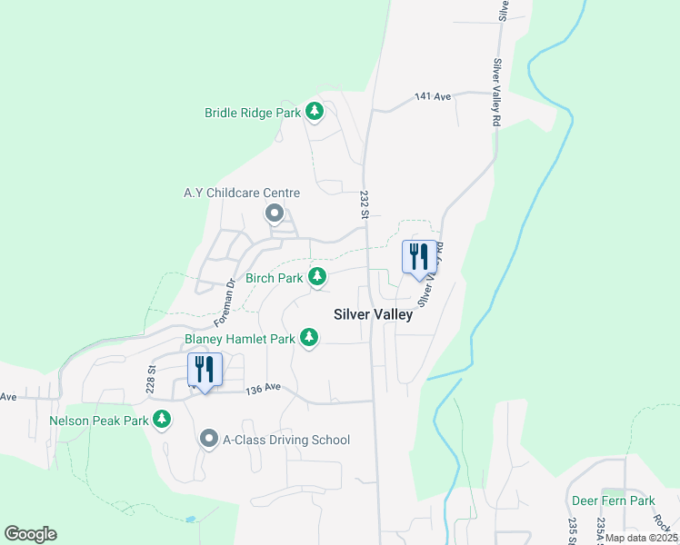 map of restaurants, bars, coffee shops, grocery stores, and more near 23166 Gilbert Drive in Maple Ridge