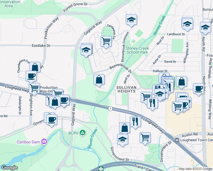 map of restaurants, bars, coffee shops, grocery stores, and more near 8934 Orion Place in Burnaby