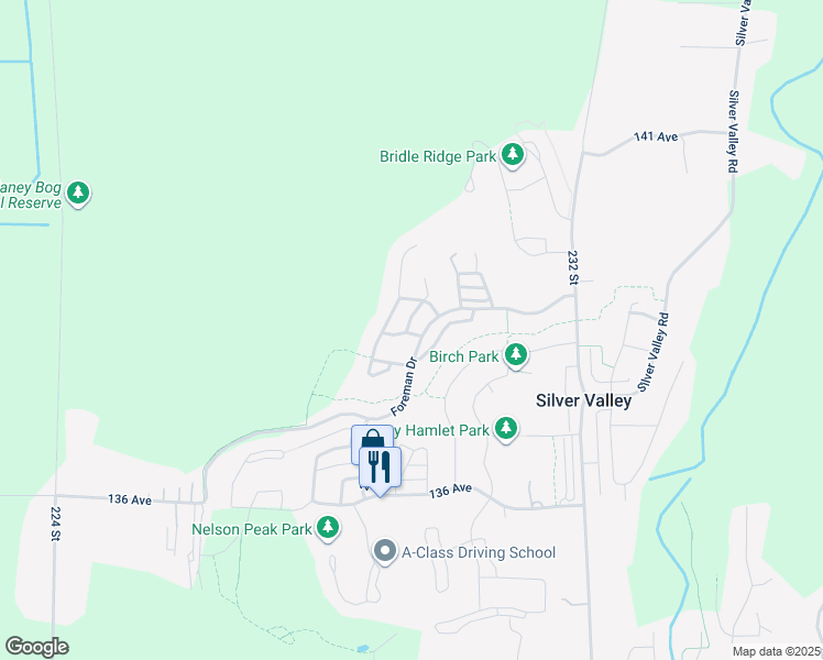 map of restaurants, bars, coffee shops, grocery stores, and more near 13866 229 Lane in Maple Ridge
