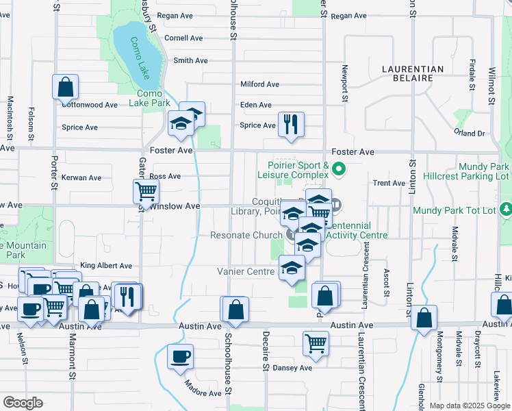 map of restaurants, bars, coffee shops, grocery stores, and more near Berry Street in Coquitlam