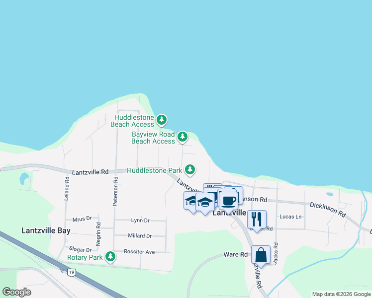 map of restaurants, bars, coffee shops, grocery stores, and more near 7115 Huddlestone Road in Lantzville