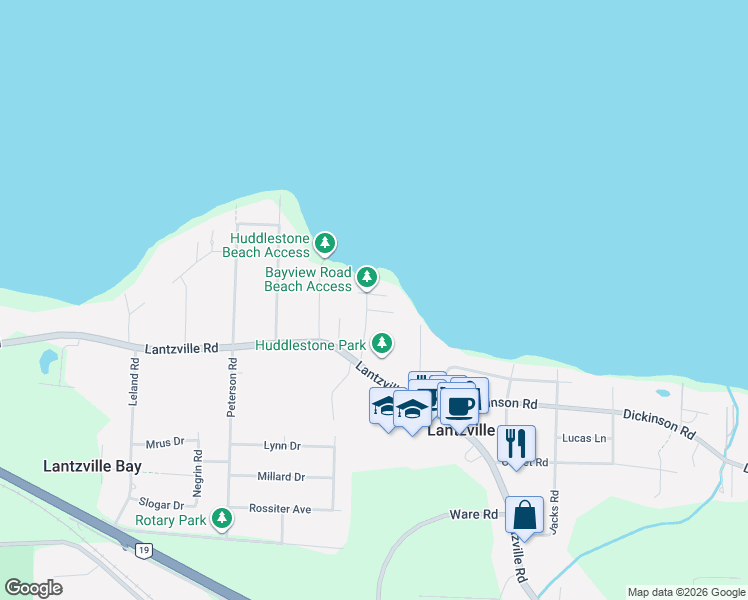 map of restaurants, bars, coffee shops, grocery stores, and more near 7115 Huddlestone Road in Lantzville