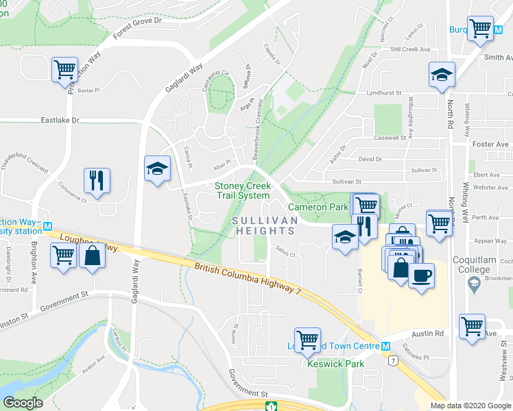 map of restaurants, bars, coffee shops, grocery stores, and more near 3315 Noel Drive in Burnaby
