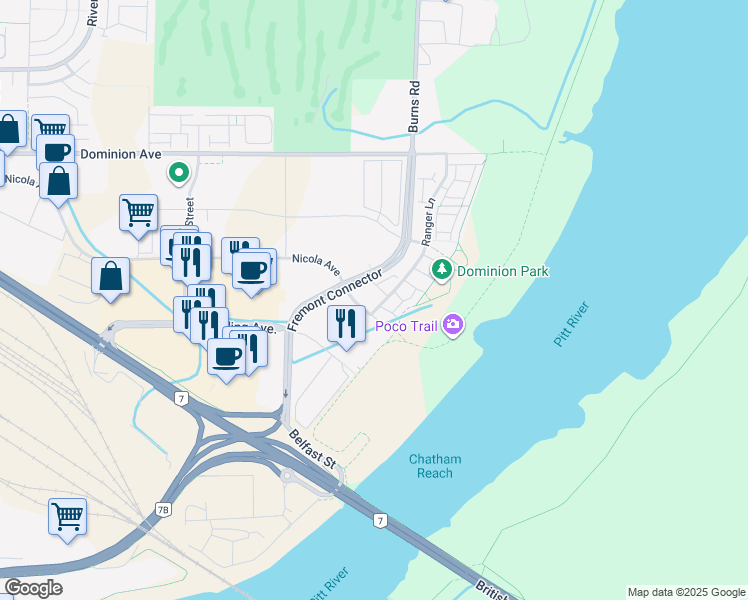 map of restaurants, bars, coffee shops, grocery stores, and more near in Port Coquitlam