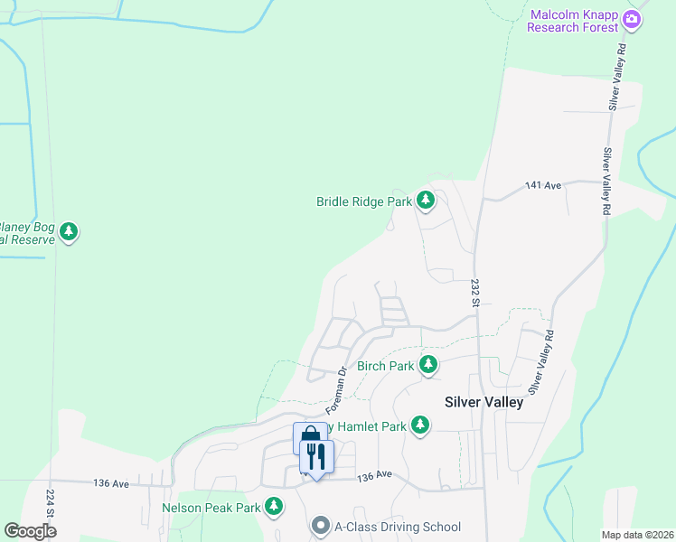 map of restaurants, bars, coffee shops, grocery stores, and more near 13887 Docksteader Loop in Maple Ridge
