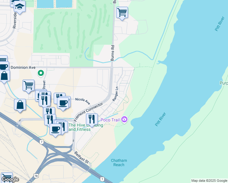 map of restaurants, bars, coffee shops, grocery stores, and more near 553 Seaborne Place in Port Coquitlam