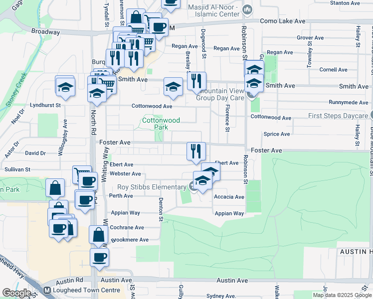 map of restaurants, bars, coffee shops, grocery stores, and more near in Coquitlam