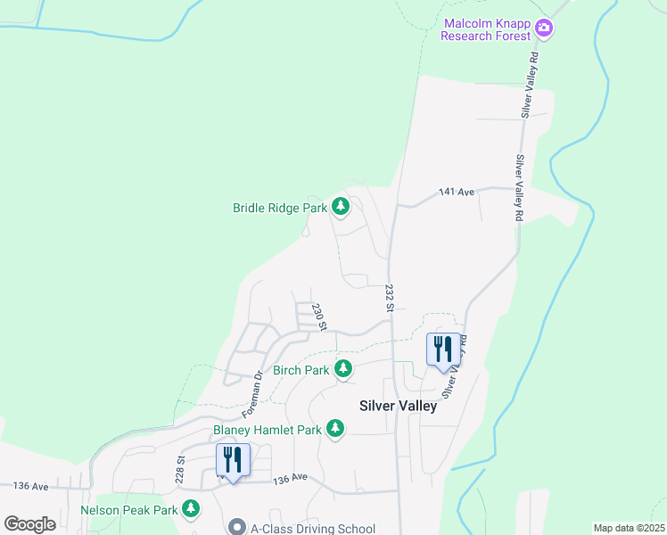 map of restaurants, bars, coffee shops, grocery stores, and more near 13967 Anderson Creek Drive in Maple Ridge