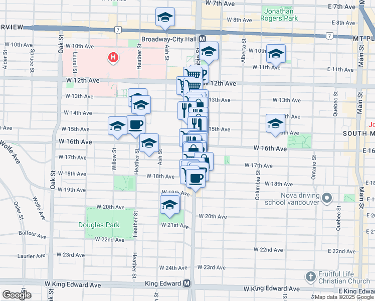 map of restaurants, bars, coffee shops, grocery stores, and more near in Vancouver