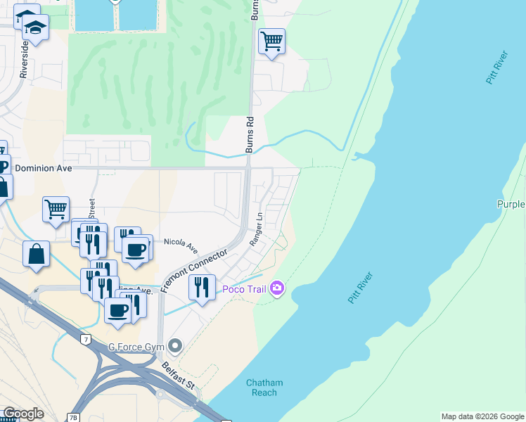 map of restaurants, bars, coffee shops, grocery stores, and more near in Port Coquitlam