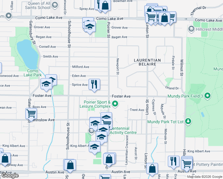 map of restaurants, bars, coffee shops, grocery stores, and more near 657 Poirier Street in Coquitlam
