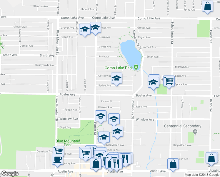 map of restaurants, bars, coffee shops, grocery stores, and more near 1128 Sprice Avenue in Coquitlam