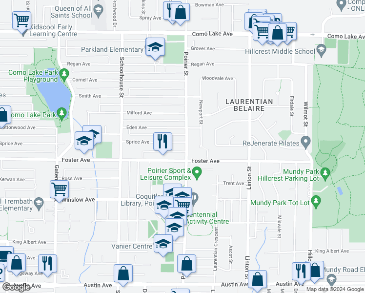 map of restaurants, bars, coffee shops, grocery stores, and more near 1698 Sprice Avenue in Coquitlam