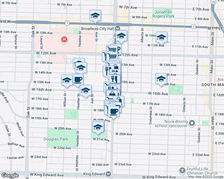 map of restaurants, bars, coffee shops, grocery stores, and more near 503 West 16th Avenue in Vancouver