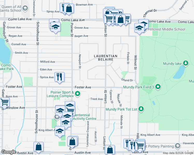 map of restaurants, bars, coffee shops, grocery stores, and more near 1835 Walnut Crescent in Coquitlam