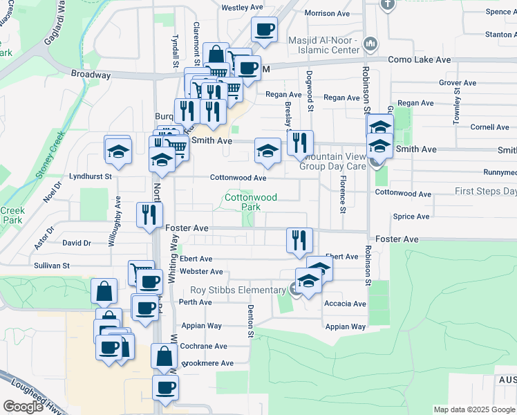 map of restaurants, bars, coffee shops, grocery stores, and more near 665 Aspen Street in Coquitlam